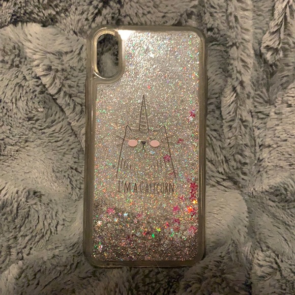 Host Pick! IPhone XS Waterfall Liquid Sparkling Quicksand Iโm A Caticorn Case ๐ฆ - Picture 5 of 5